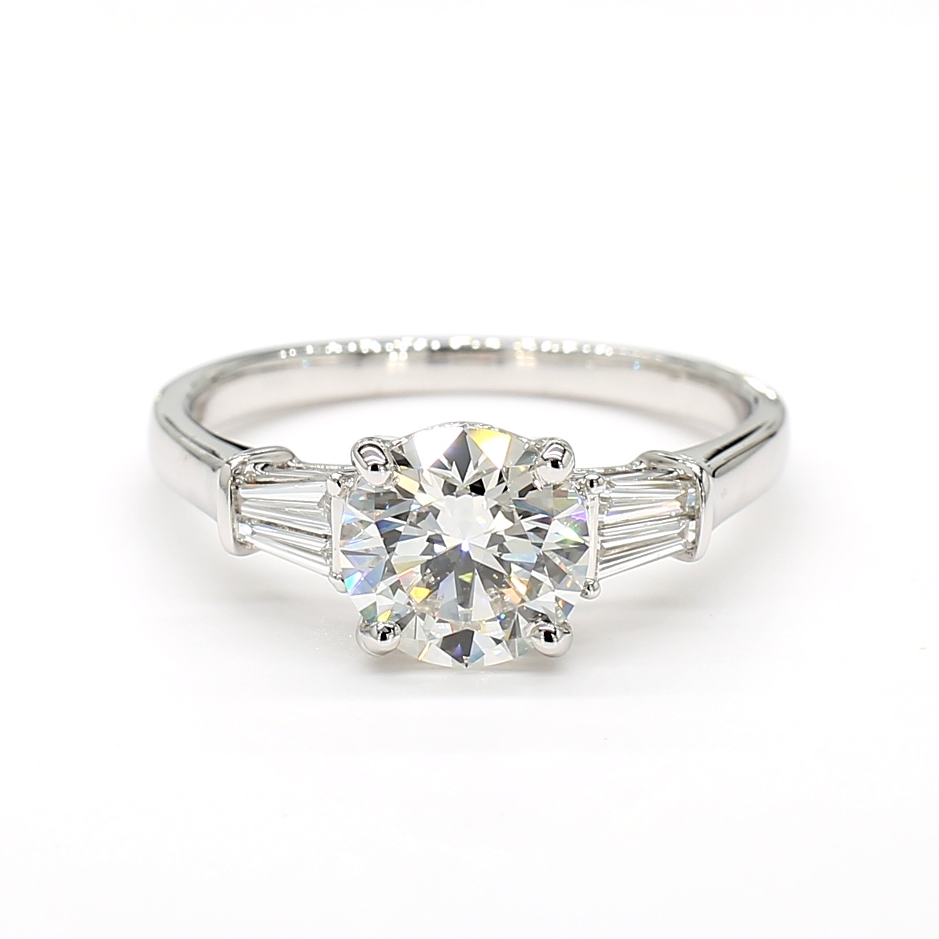The Everline - Diamond engagement ring with baguette side stones